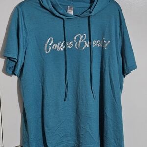 Ave Leisure Teal Hooded T-Shirt with Silver Text